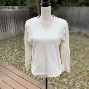 Lg Coldwater Creek V neck Cream Sweater